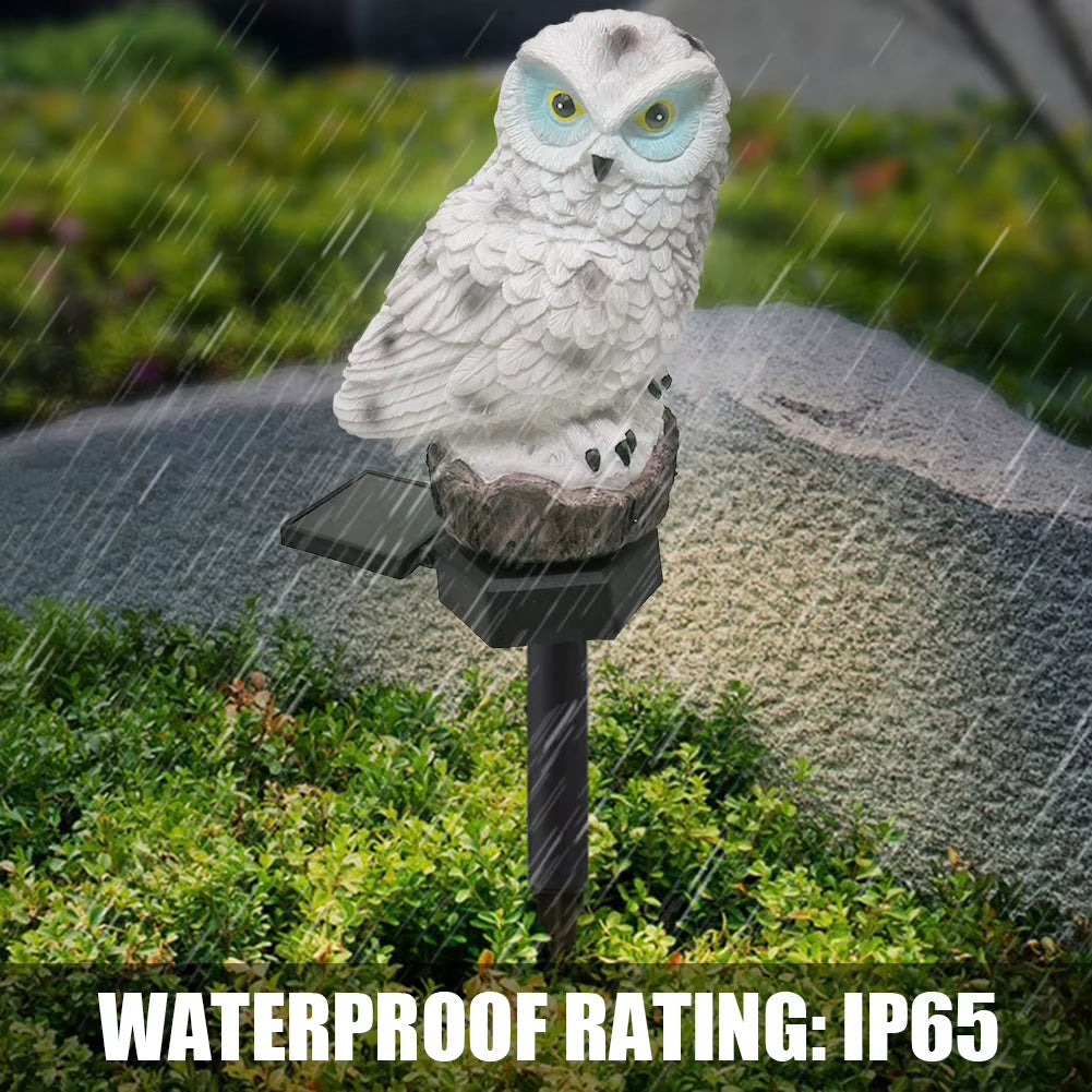 Solar LED Lawn Light Owl Shape Outdoor Landscape Yard Garden Stake Statue Exterior Night Lamp Waterproof Animal Bird Ornament