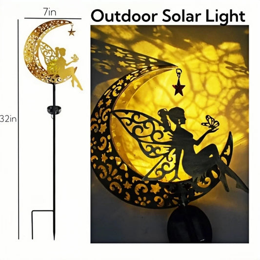 Solar Garden Lights Outdoor - Solar Powered Fairy, Angel & Moon Decor, Yard & Path Lighting