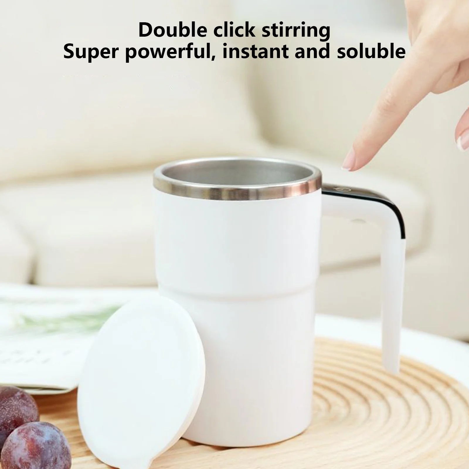 Self Stirring Mug; Self Stirring Coffee Mug, Automatic Stirring Mug Automatic Temperature Measuring Stainless Steel Magnetized Mug Portable Coffee Mug Mugs