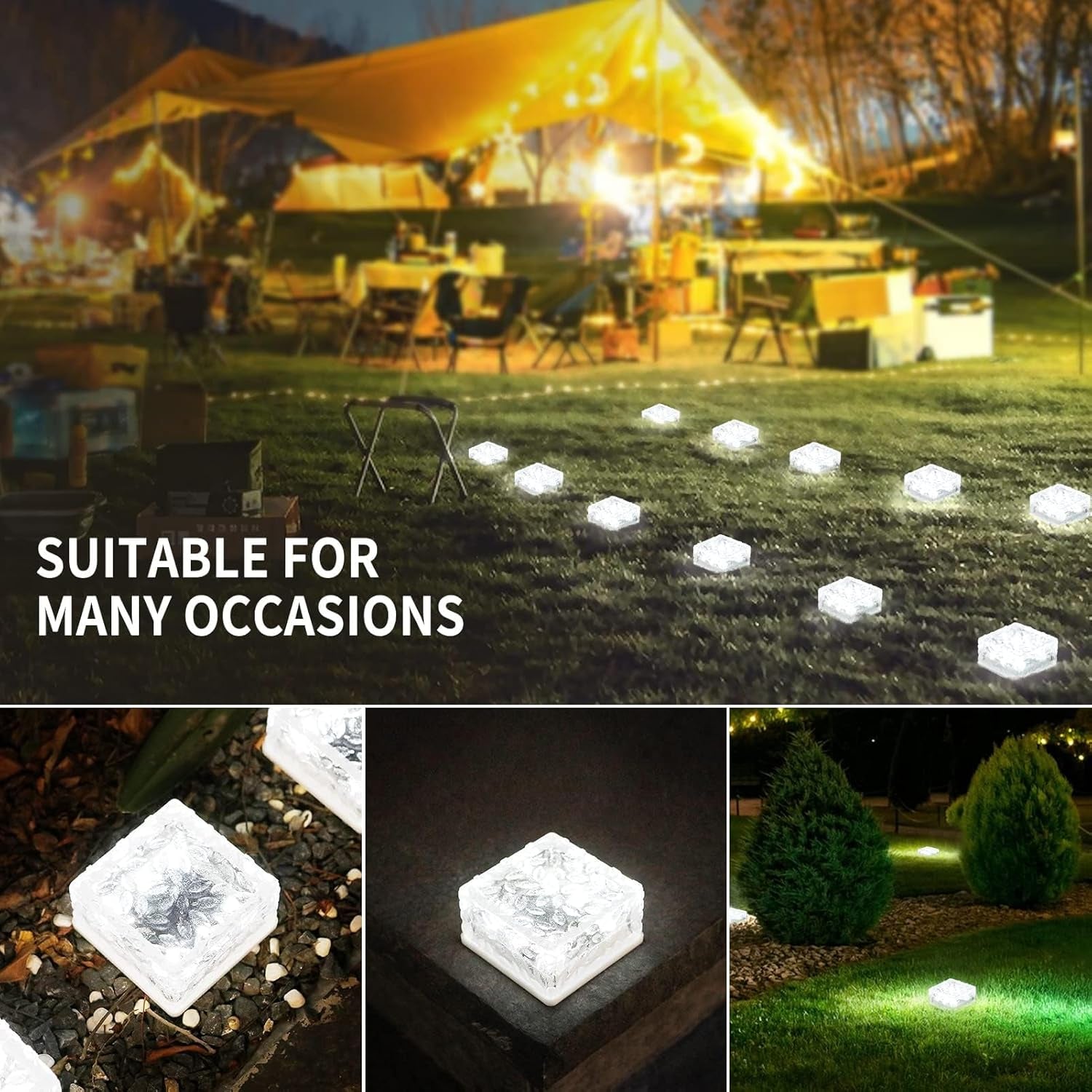 4-Pack Solar Brick Lights - Outdoor, Waterproof, for Garden, Courtyard, Pathway