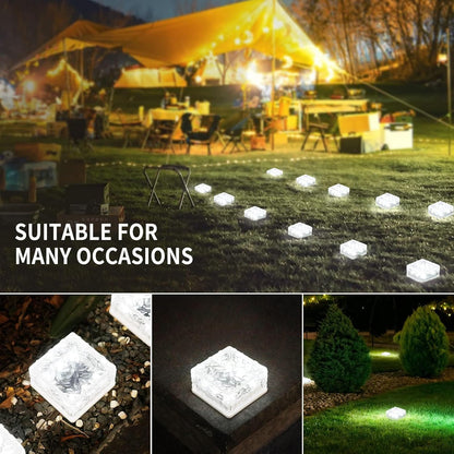 4-Pack Solar Brick Lights - Outdoor, Waterproof, for Garden, Courtyard, Pathway