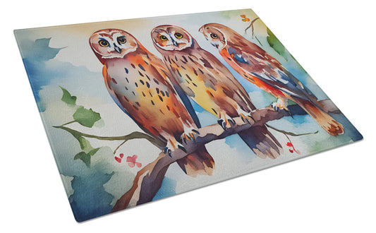 Owl-Themed Glass Cutting Board