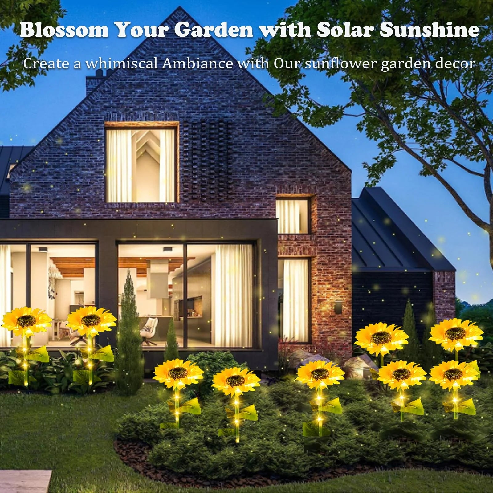 4 Pack Sunflower Lights,Sunflower Patio Lights with Lifelike Bigger Sunflower Bright 4 Led,Waterproof Solar Powered Outdoor Lights for Yard Pathway Garden Decor,Yellow
