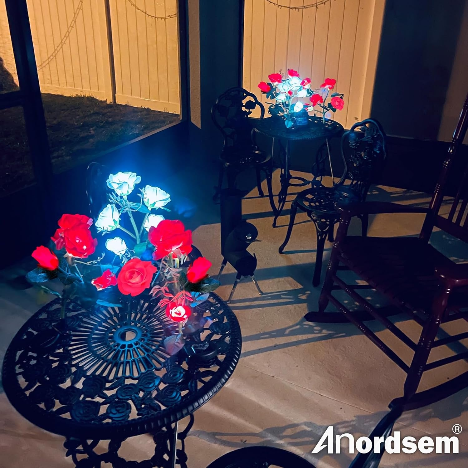 Solar Lights Outdoor Waterproof: Garden Light Solar Powered for Yard Decorative - Red Flower Lamp LED Lighting Patio Cemetery Gave Decor - Rose Gardening Gifts for Women Mom Wife