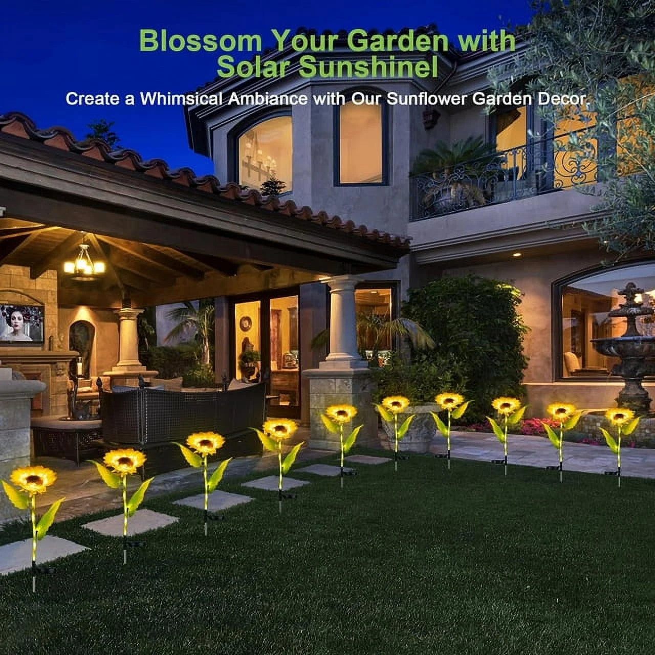 4 Pack Sunflower Lights,Sunflower Patio Lights with Lifelike Bigger Sunflower Bright 4 Led,Waterproof Solar Powered Outdoor Lights for Yard Pathway Garden Decor,Yellow