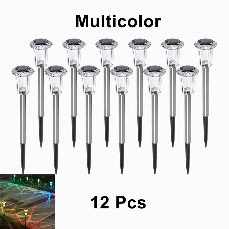 Solar Light Bright Solar Garden Lights Outdoor 6/12 Pcs RGB Color Changing Warm White Waterproof for Garden Yard Walkway
