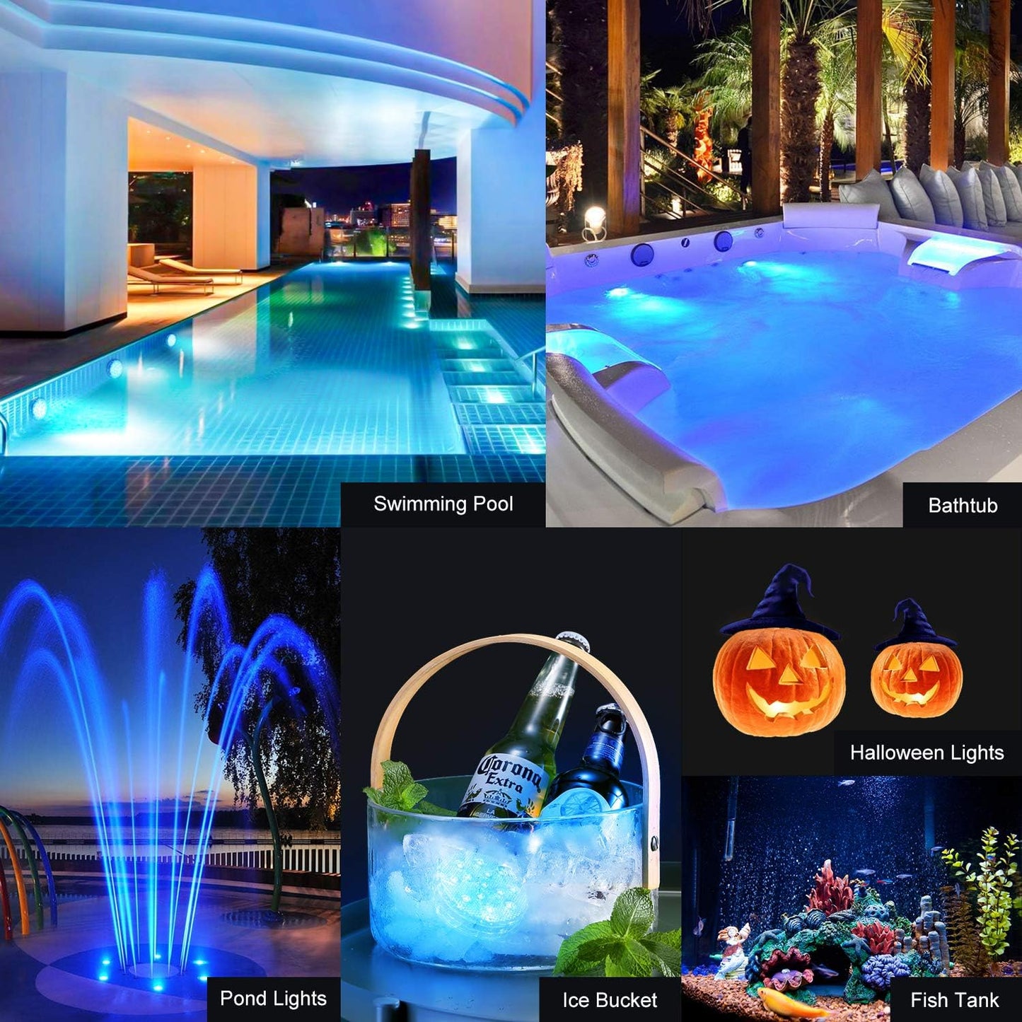 Submersible LED Pool Lights, 16 Colors Underwater Pond Lights with RF Remote