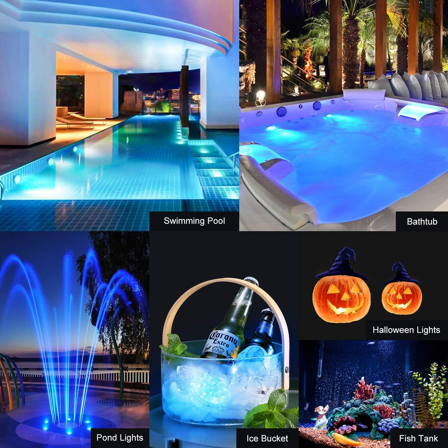 Submersible LED Pool Lights, 16 Colors Underwater Pond Lights with RF Remote