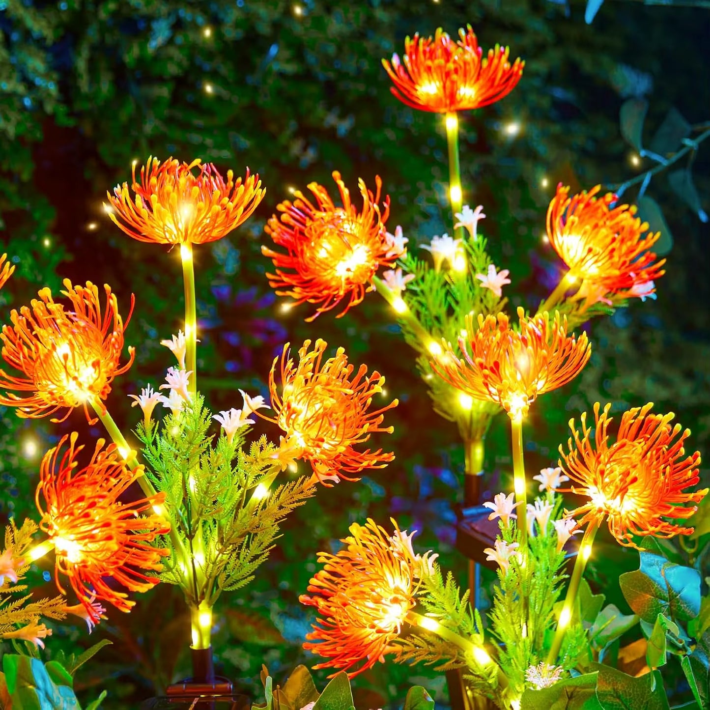 Outdoor Solar Garden Lights - 4 Pack LED Solar Flower Lights with Larger & More Realistic Rose, Bigger Solar Panel, Waterproof