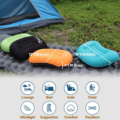 Camping Pillows for Backpacking, Compact, Comfortable Pillow for Neck & Lumbar Support for Camp, Hiking, Backpacking, Boy Scout, Avocado Green