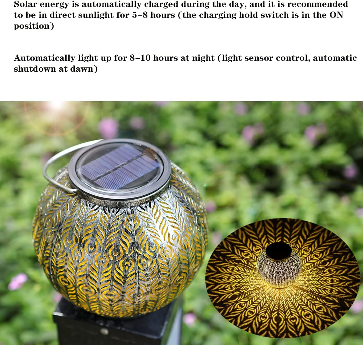 -New Upgrade Solar Lanterns, Hanging Solar Garden Lantrens,Outdoor Waterproof，For DIY Garden Patio Holiday and Outdoor Large Lawn Decoration (Round Shape)