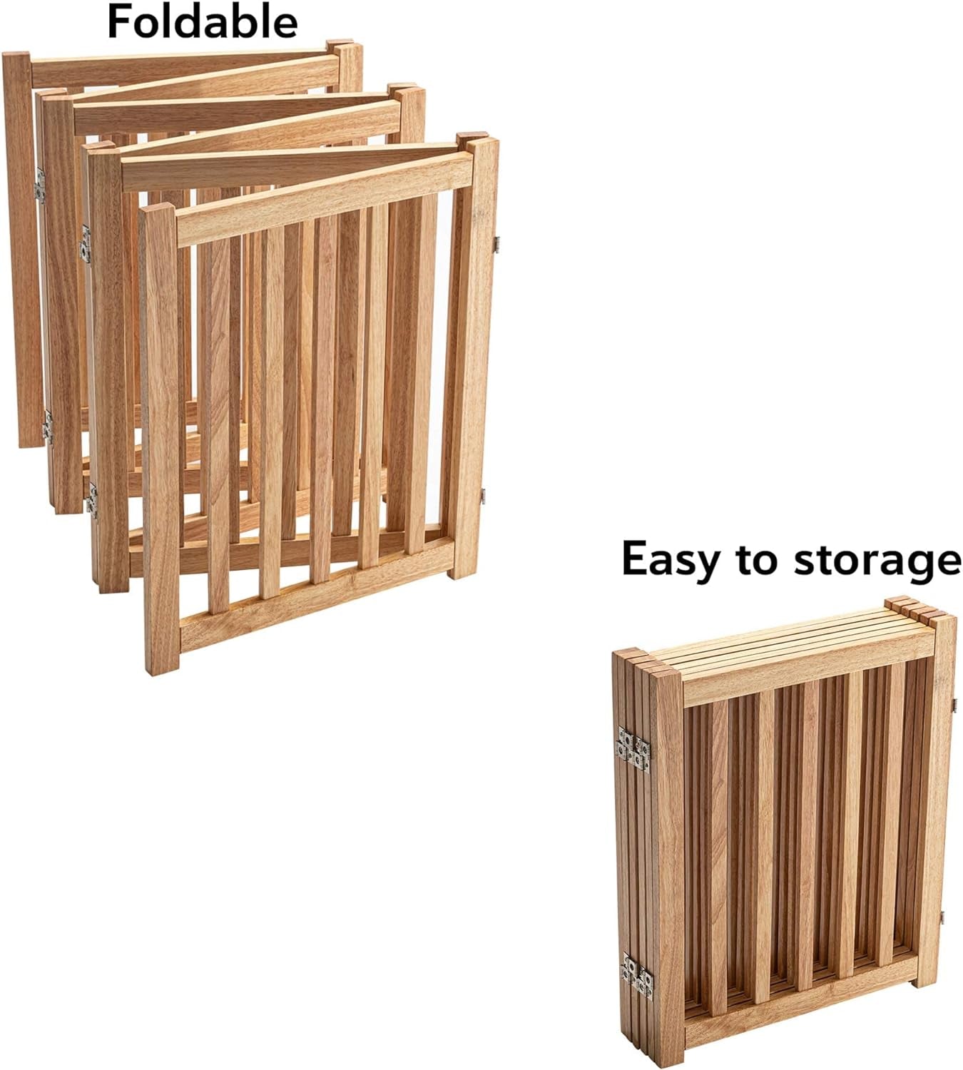6-Panel Extra-Wide Freestanding Wooden Dog Gate – 24”High Foldable Safety Pet Barrier for Doorways, Hallways, Kitchens, and Long Staircases, Durable Design Fit Small to Medium Dogs, Natural