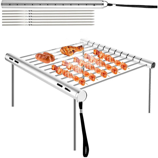 Bbq Grills, Stainless Steel Bbq Grill Portable Camping Barbecue Grill Foldable Compact Camping Grill for Camping, Hiking, Picnic