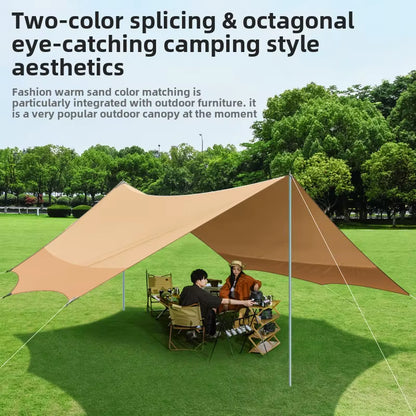 Thickened Canopy, Quicksand Gold Waterproof and Rainproof Outdoor Camping, Camping Awning, Pergola Tent