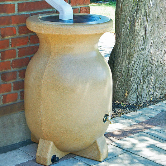 55 Gallons Rain Barrel Beige Eco-Friendly 210L Rain Water Collection Barrel Durable Corrosion-Resistant