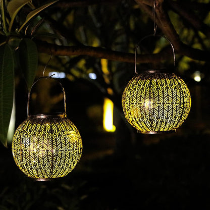 -New Upgrade Solar Lanterns, Hanging Solar Garden Lantrens,Outdoor Waterproof，For DIY Garden Patio Holiday and Outdoor Large Lawn Decoration (Round Shape)