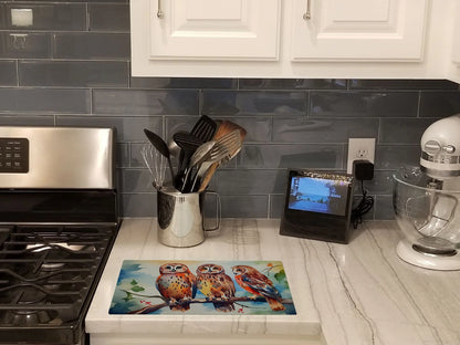 Owl-Themed Glass Cutting Board