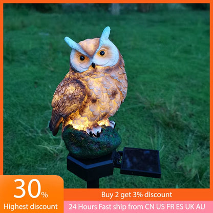 Solar LED Lawn Light Owl Shape Outdoor Landscape Yard Garden Stake Statue Exterior Night Lamp Waterproof Animal Bird Ornament