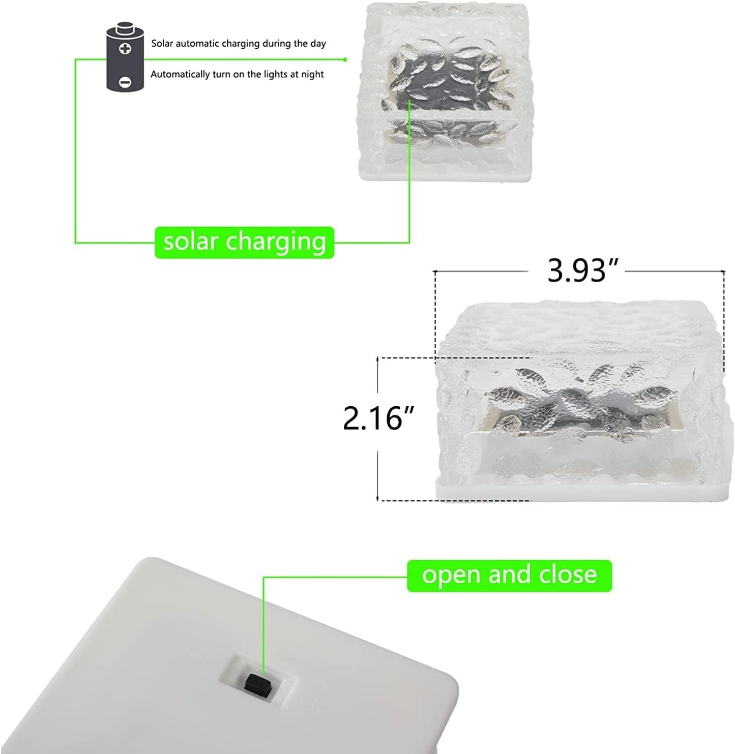 4-Pack Solar Brick Lights - Outdoor, Waterproof, for Garden, Courtyard, Pathway