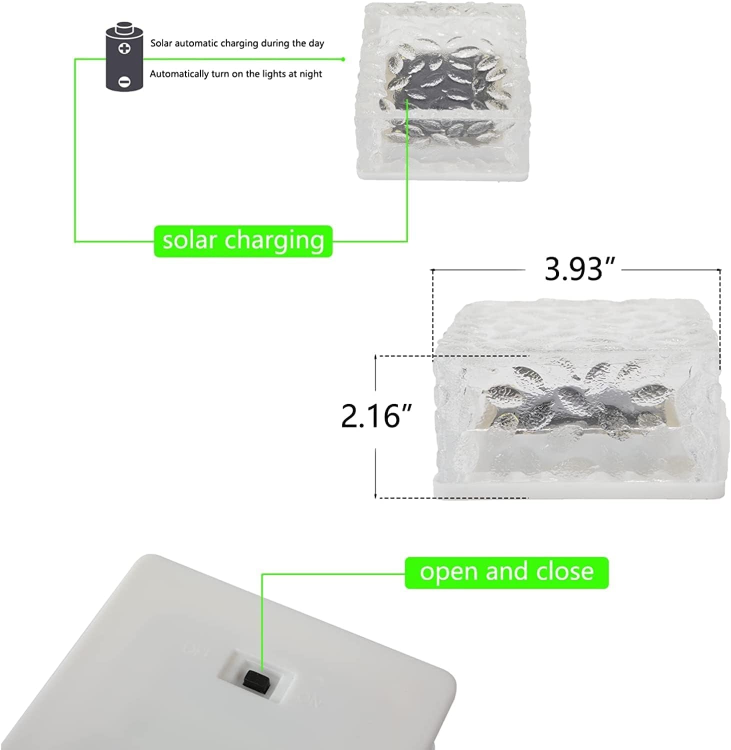 4-Pack Solar Brick Lights - Outdoor, Waterproof, for Garden, Courtyard, Pathway