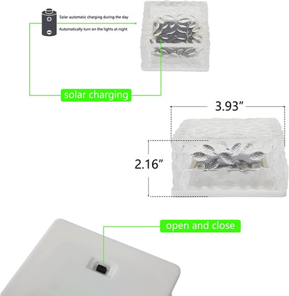 4-Pack Solar Brick Lights - Outdoor, Waterproof, for Garden, Courtyard, Pathway