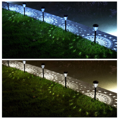 10 Pack Solar Lights for outside Pathway Walkway Driveway Garden Yard Solar Powered Lights Outdoor Waterproof. (Black, Cool White)