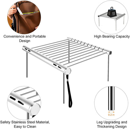 Bbq Grills, Stainless Steel Bbq Grill Portable Camping Barbecue Grill Foldable Compact Camping Grill for Camping, Hiking, Picnic