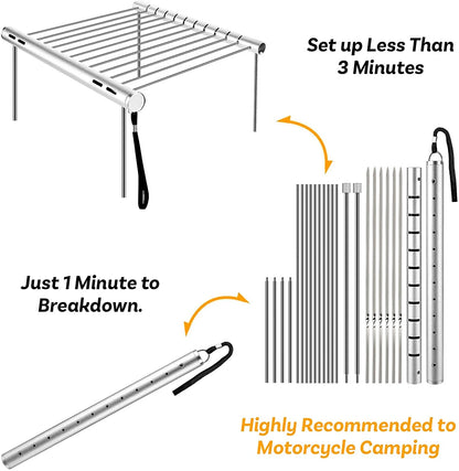Bbq Grills, Stainless Steel Bbq Grill Portable Camping Barbecue Grill Foldable Compact Camping Grill for Camping, Hiking, Picnic