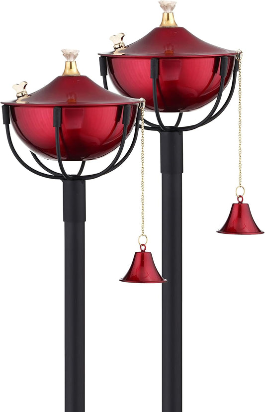 Maui Torch Set of 2, Landscape Torch, Oil Lamp, Tabletop Torch, Outdoor Lighting (Cranberry )