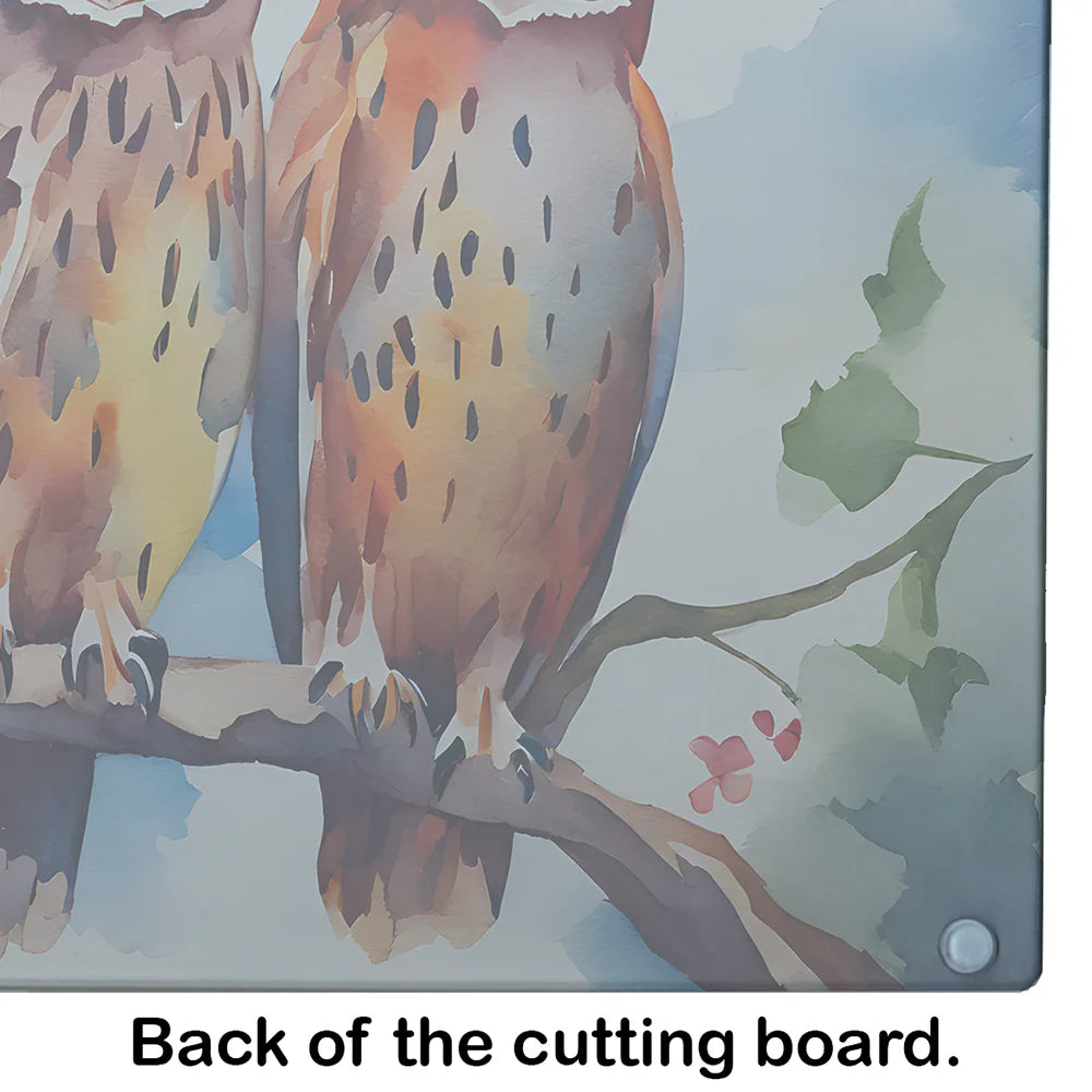 Owl-Themed Glass Cutting Board