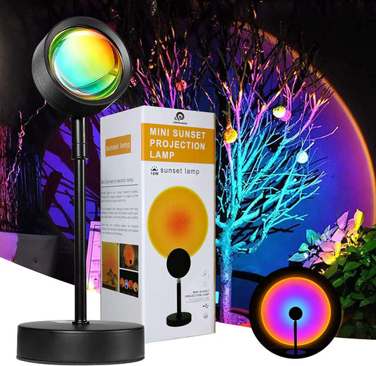 Sunset Lamp, Sunset Projection Light 10W 180 Degree Rotation Sunset Rainbow LED Projector Light Romantic Visual Atmosphere Night Light for Living Room Photography Bedroom Decor - Rainbow