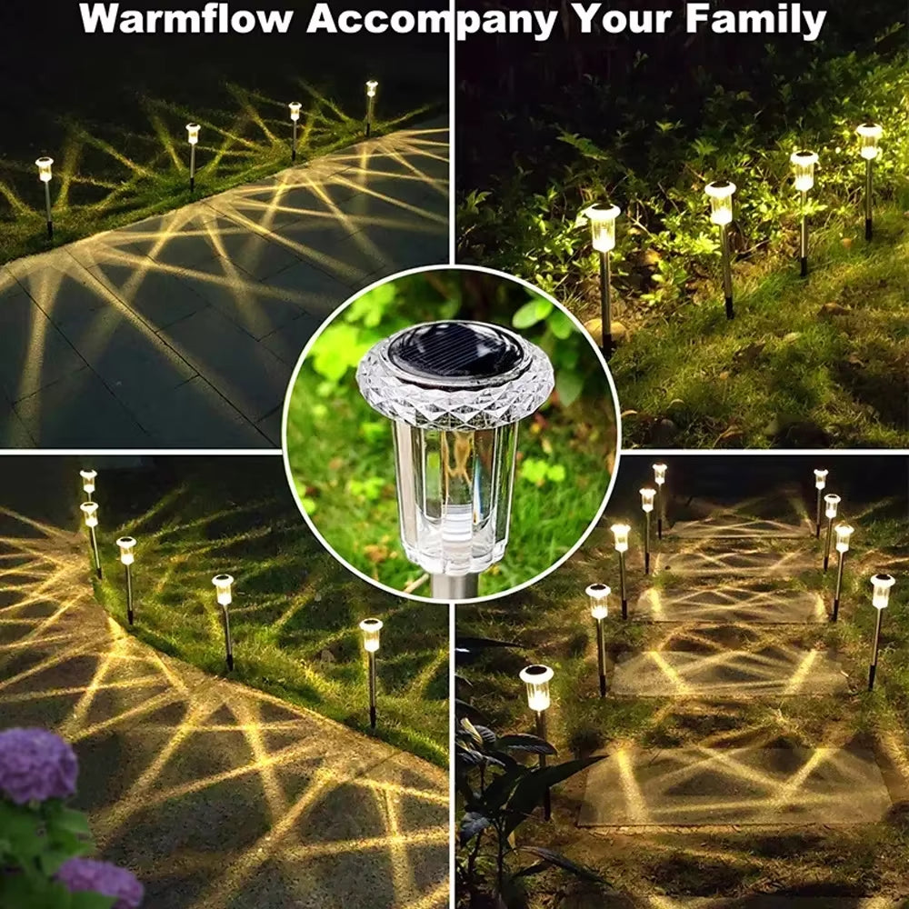 Solar Light Bright Solar Garden Lights Outdoor 6/12 Pcs RGB Color Changing Warm White Waterproof for Garden Yard Walkway