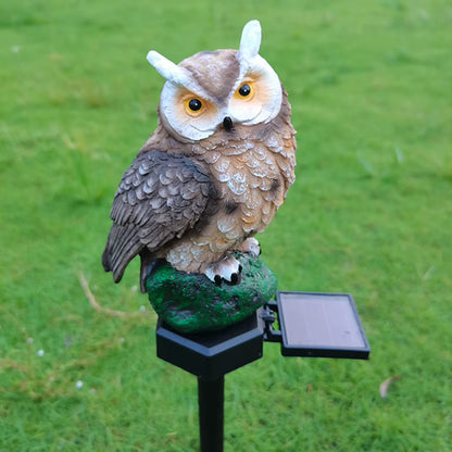 Solar LED Lawn Light Owl Shape Outdoor Landscape Yard Garden Stake Statue Exterior Night Lamp Waterproof Animal Bird Ornament