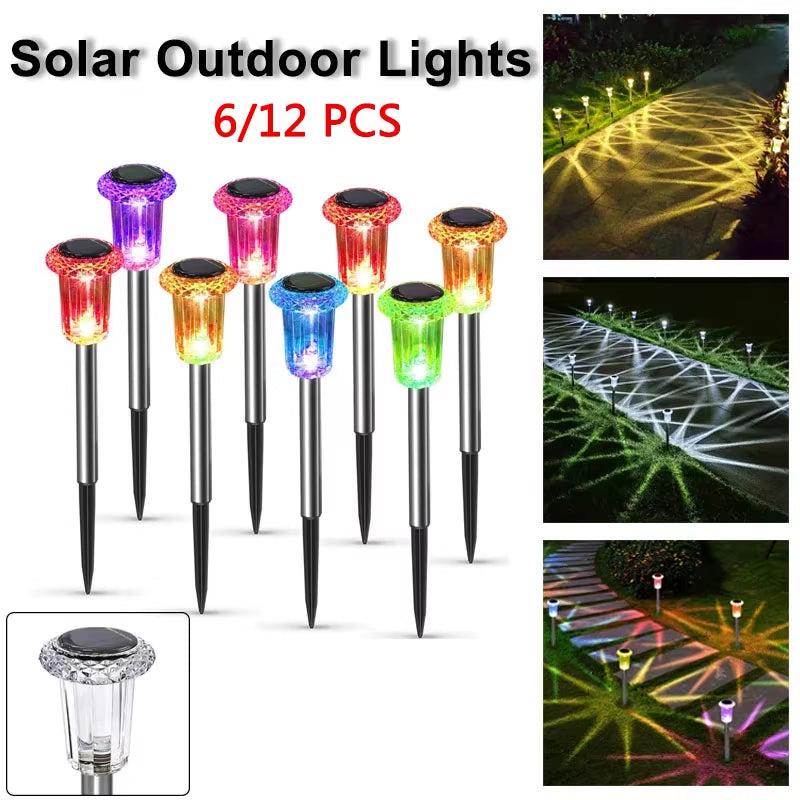 Solar Light Bright Solar Garden Lights Outdoor 6/12 Pcs RGB Color Changing Warm White Waterproof for Garden Yard Walkway
