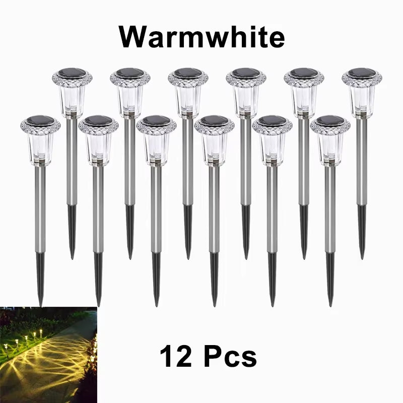 Solar Light Bright Solar Garden Lights Outdoor 6/12 Pcs RGB Color Changing Warm White Waterproof for Garden Yard Walkway