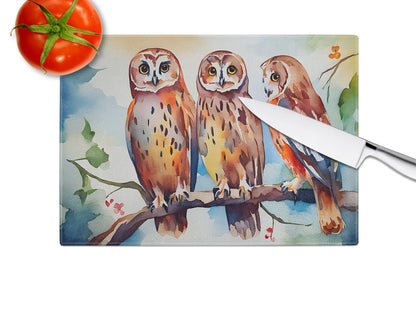 Owl-Themed Glass Cutting Board