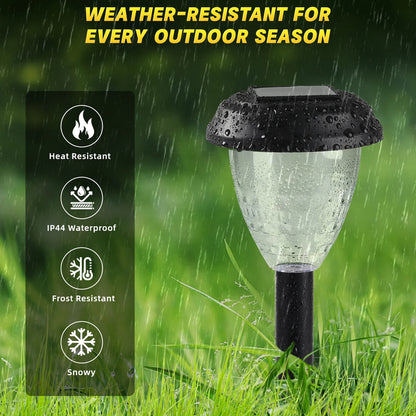 10 Pack Solar Lights for outside Pathway Walkway Driveway Garden Yard Solar Powered Lights Outdoor Waterproof. (Black, Cool White)