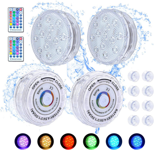 Submersible LED Pool Lights, 16 Colors Underwater Pond Lights with RF Remote