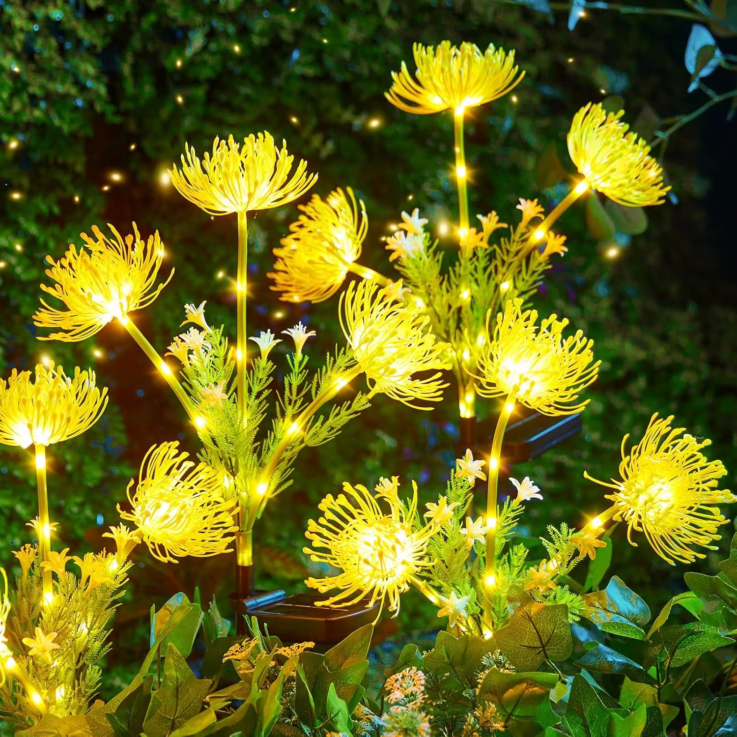 Outdoor Solar Garden Lights - 4 Pack LED Solar Flower Lights with Larger & More Realistic Rose, Bigger Solar Panel, Waterproof
