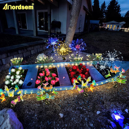 Solar Lights Outdoor Waterproof: Garden Light Solar Powered for Yard Decorative - Red Flower Lamp LED Lighting Patio Cemetery Gave Decor - Rose Gardening Gifts for Women Mom Wife