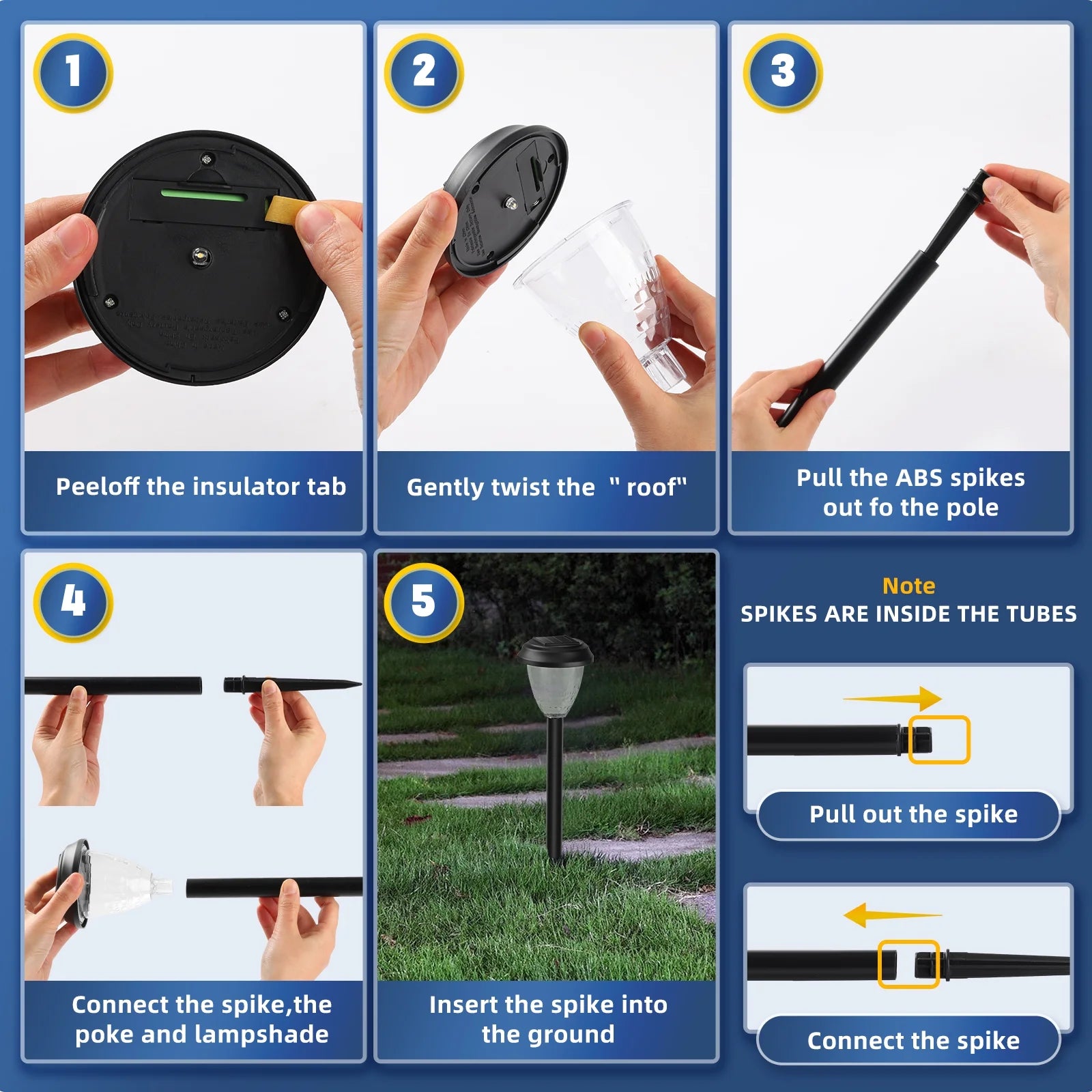 10 Pack Solar Lights for outside Pathway Walkway Driveway Garden Yard Solar Powered Lights Outdoor Waterproof. (Black, Cool White)
